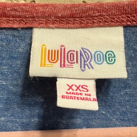 LuLaRoe Nicole Dress XXS Blue Heather Coral Trim - Picture 5 of 8